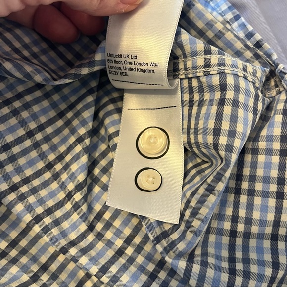 UNTUCKit Nahad Slim Fit Blue and White Plaid Button Down Shirt Men's Size Large - Picture 12 of 14
